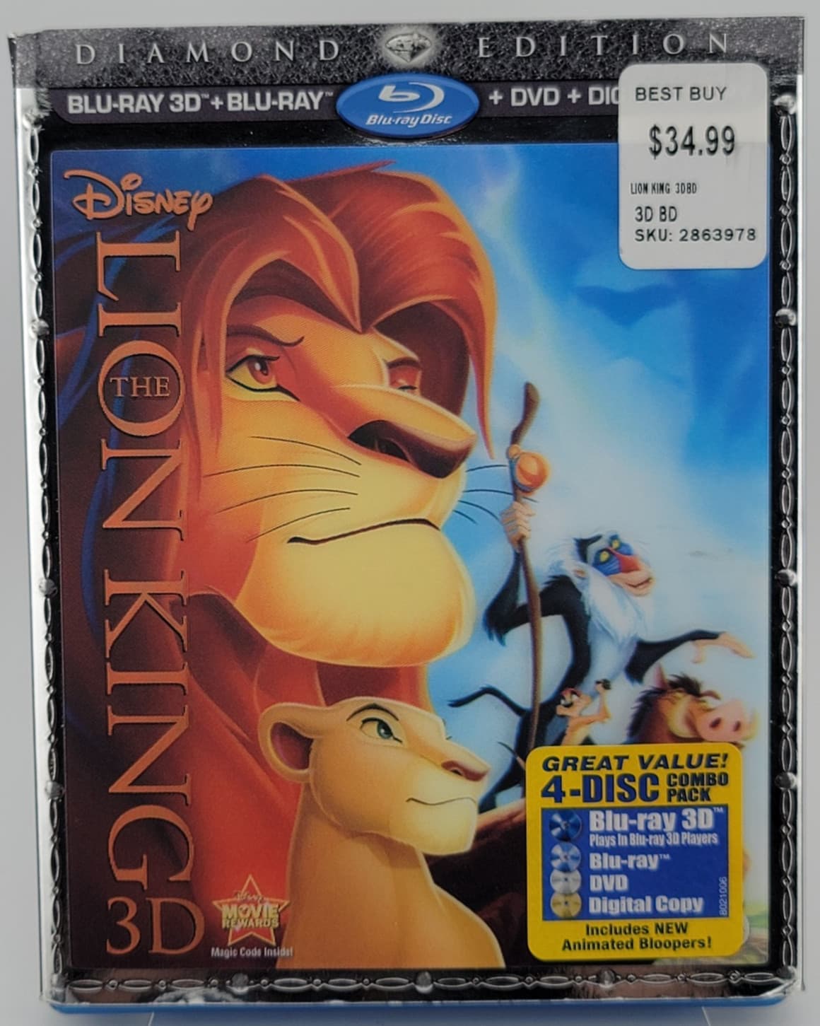 The Lion King | Diamond Edition 4-Disc | 3D Blu-ray DVD | VG Fast Ship