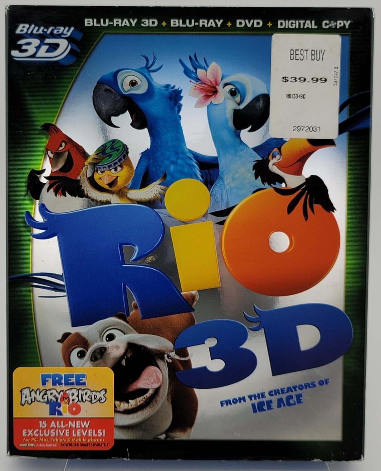 Rio 3D 4-Disc Combo Blu-ray DVD | Hathaway Eisenberg | G+ Cond | Fast Shipping