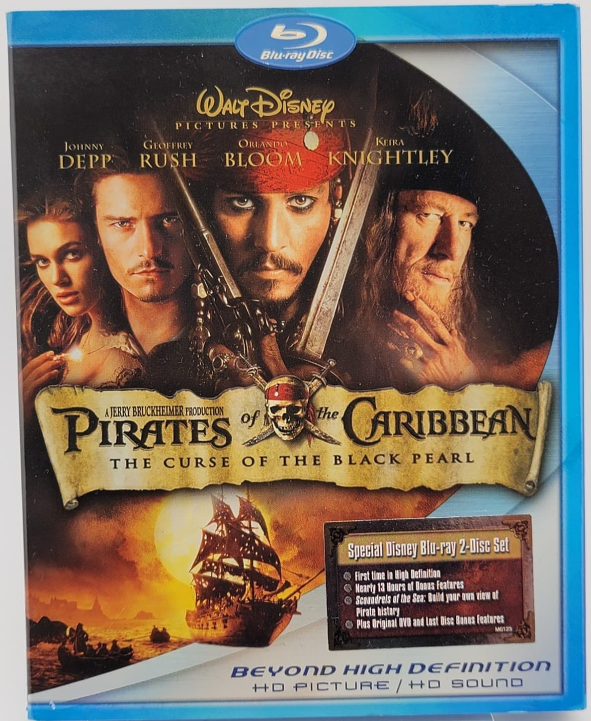 Pirates Caribbean Curse Black Pearl Blu-ray | Depp Bloom | VG Cond | Fast Ship