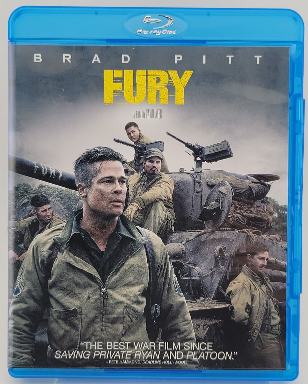Fury | Blu-ray | Brad Pitt | Shia LaBeouf | WWII Tank | VG+ | Fast Shipping