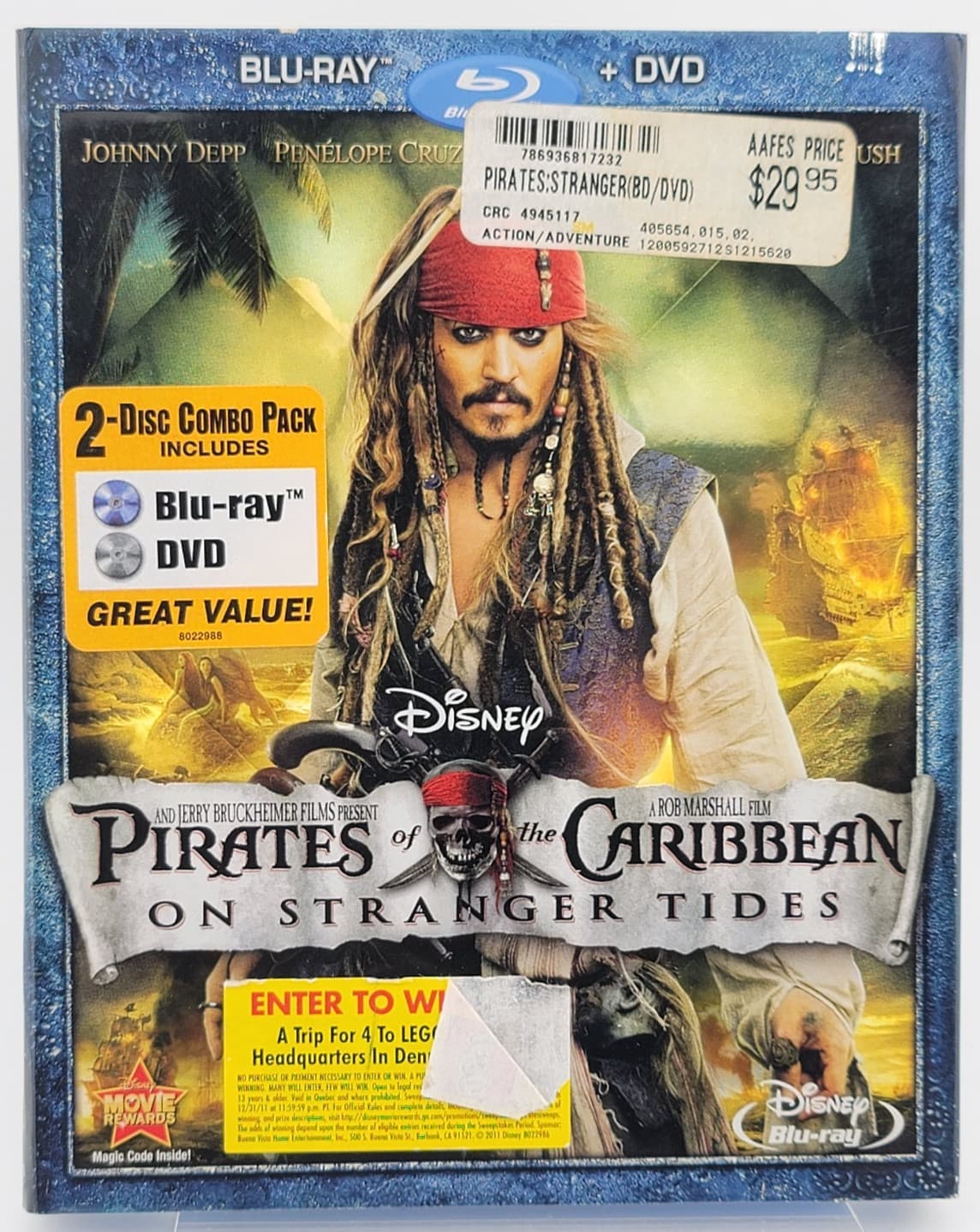 Pirates Caribbean On Stranger Tides | Blu-ray DVD | Johnny Depp | VG+ Fast Ship