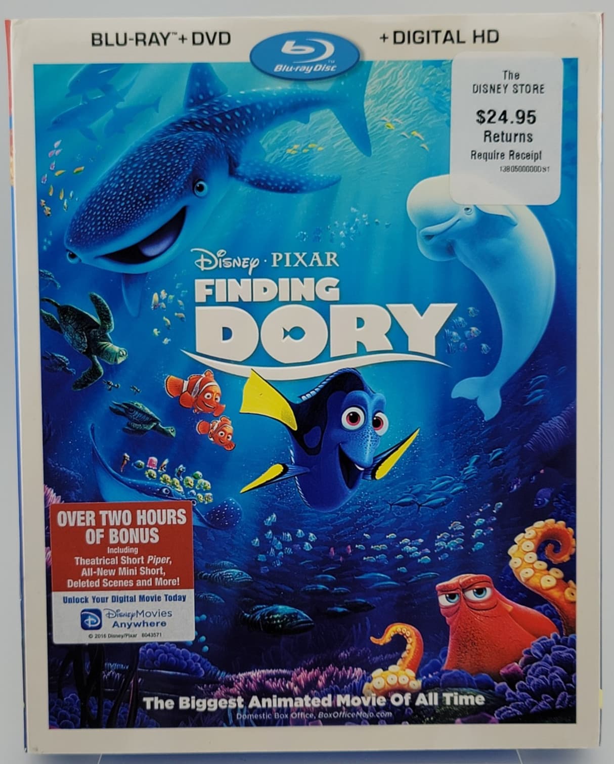 Finding Dory | Blu-ray + DVD | Ellen DeGeneres | Albert Brooks | VG+ Fast Ship